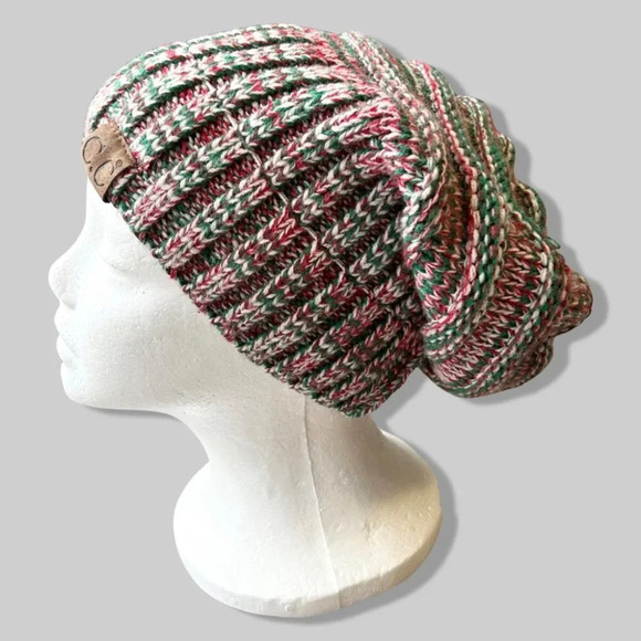 C.C Hat Oversized Baggy Slouch Thick Warm Cap Hat Skully Mixed Cable Knit Beanie - Picture 2 of 12